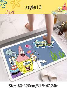 SPONGEBOB 1 pieza Alfombra de piso para sala de estar, dormitorio, mesita de café, sofá con diseño de Esponja Bob Esponja, lavable, la mejor decoración para fiestas y celebraciones con amigos, decoración perfecta para el hogar, regalo ideal para Año Nuevo - Multicolor - Ver 23