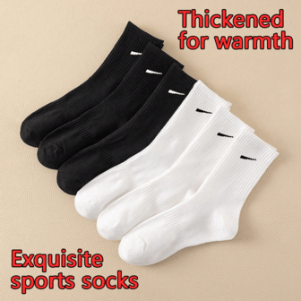 1/3/5/10 pares de calcetines deportivos para mujer/calcetines tipo tripulación para hombre, a rayas negras y blancas, antideslizantes, suaves, cálidos, gruesos calcetines tipo tripulación, calcetines de yoga