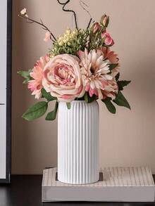 1pc Ceramic Look Plastic Composite Vase, Unbreakable Vase, 8.2 Inch Tall Plastic Vase, Simple Desktop Vase, Dry Flower Vase, Bohemian Style, Suitable For Bedroom Decor, Balcony Decor, Home Decor, Wedding Decor, Party Decor, Christmas Gift, Christmas Decor, Easter Gift, Gift For Her - White - View 6