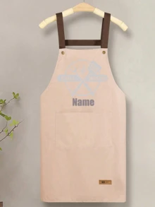 1pc Customized Apron Adjustable Customizable Name Apron Kitchenware Printing And Grill Master For Men And Women With Large Pockets Personalized Apron Adjustable Neck & Waist Straps Custom Design Cooking & Bbq Aprons Gift - Multicolor - View 3