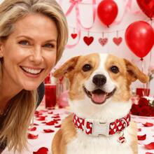 Vòng cổ cho chó Lionheart Glory ngày Valentine, vòng cổ mềm mại hình trái tim màu đỏ có thể điều chỉnh, phù hợp cho cả chó đực và chó cái dễ thương, vòng cổ cho thú cưng dự tiệc mùa xuân và các ngày lễ. - Đỏ và trắng - Xem 6