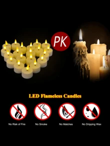 Conjunto de 6/12/24 velas de chá sem chama com controle remoto de 10 teclas e temporizador de 24 horas. Velas realistas com pavio 3D para decoração de casa, encontros românticos, casamentos, Natal, festas, presentes de Dia dos Namorados e aquecedor de velas. - Branco - Ver 9