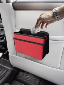 Car Seat Back Storage Bag With Side Hanging Accessories - Multifunctional Storage Box, Cup Holder, Open Storage Slot - Made Of Durable Material, Suitable For Rear Seat And Door Storage Bag - Fits SUV, Sedan, Truck Interior Storage Bag - Space-Saving Car Accessory, Rear Seat Storage Bag, Car Trash Can, Fashionable Design, Smooth Texture - Multicolor - View 7