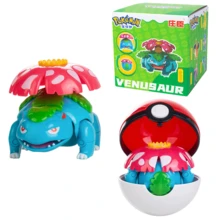 1pc Genuine Pokemon Toys Venusaur With Poké Ball Transformable Dolls Toys Pocket Monster Pet Elf Anime Figure Character Model Toy Collection Gifts Original Box