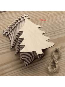 10pcs/20pcs/30pcs Christmas Tree Ornaments Wooden Crafts, Christmas Pendant Decor Ready For Painting, Drilling And Decorating