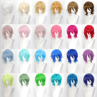 Karida Cosplay Wig Short Synthetic Cosplay Hair With Bangs 14 Inch Universal Cosplay Wigs For Synthetic Hair Spiky Layered Straight Cosplay Wig For Men Fancy Dress Glueless Heat Resistant Fiber Hair High Density Natural Looking Cosplay Wig