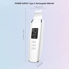 Ultrasonic Beauty Scraper, Blackhead Remover, Home Beauty Device, Acne & Blackhead Removal Scraper, Salon Ultrasonic Facial Exfoliation Treatment, Ultrasonic Skin Rejuvenation Care. Ultrasonic Skin Device For Ultrasonic Exfoliation Treatment. - White - View 11