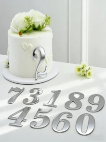 Topper de bolo em acrílico com números, enfeites decorativos para cupcakes (faça você mesmo), dígitos de 0 a 9, toppers de bolo espelhados dourados/prateados, ideais para decoração de bolos de casamento, aniversários, chás de bebê e outras ocasiões. - Multicolorido - Ver 6