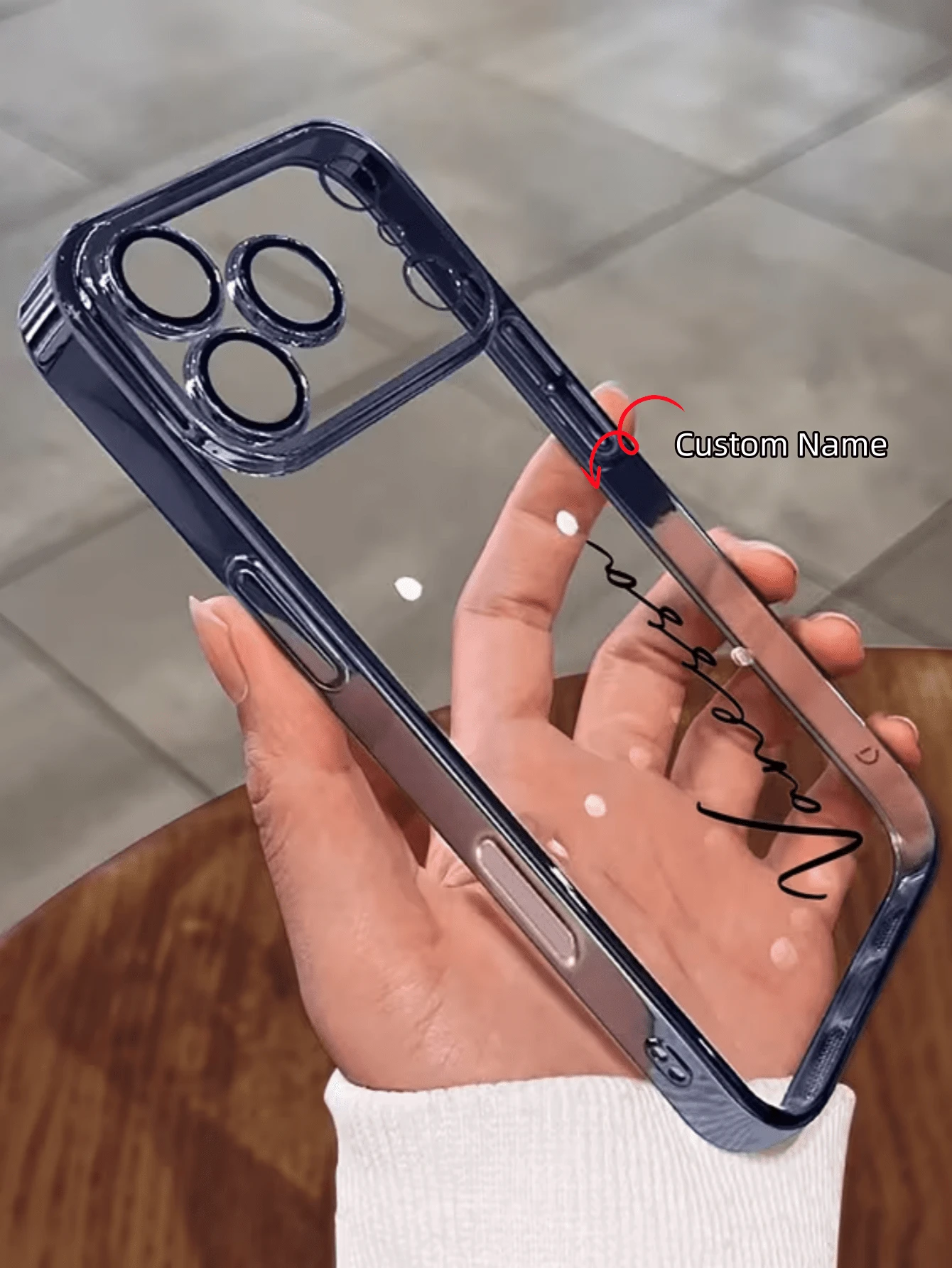 个性化姓名首字母手机壳，兼容 17、16、15、14、13、12、11 Pro Max，透明电镀软TPU材质，防震全摄像头保护，是生日和周年纪念日的完美礼物。 - 藍色 - 查看 1