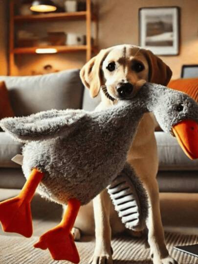 1pc Soft Plush Duck Doll, White/Gray/Brown, Companion For Cats & Dogs, Helps Dogs Play & Expend Energy, Suitable For Small To Medium Pets (Not Recommended For Large Pets As They May Chew And Damage It)