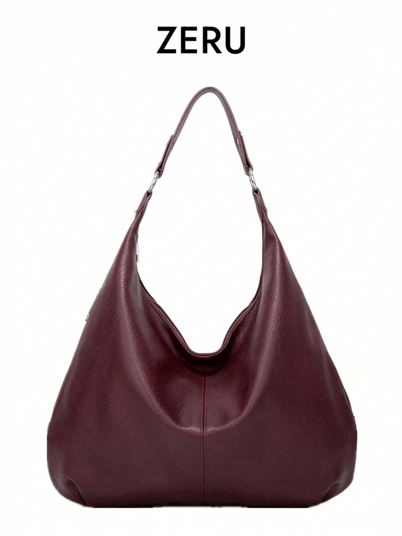 女士复古手提包，新款时尚大容量单肩手提包，软皮腋下包，通勤百搭，新款流浪包，复古风女士包 - 酒紅色 - 查看 1