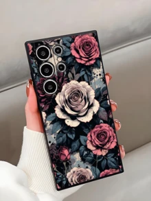 1 pieza Funda de teléfono con estampado elegante de rosa compatible con iPhone, Honor, Redmi, Galaxy A04e/A05s/A13/A14/A15/A34/A35/A50/A52/A53/A54/S21/S22/S23/S24/S25/S25Ultra, 6A/7A/8A, 12T/13T/14T