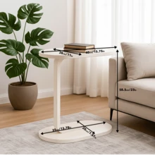 Oval Side Table, Desk And Laptop Table, A Movable Side Table, Suitable For Home And Office Scenes, Coffee Table And Bedside Sofa Side Table, Small And Light, Multi-Color Optional - trắng - Xem 4