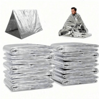 1/4/10pcs 52""X82"" Emergency Mylar Thermal Blankets For First Aid Kits,Compact Waterproof Natural Disasters Equipment, Retain Body Heat,Polyester Survival Reflective Foil Blankets For Camping, Hiking, Outdoor, Weather Protection, Emergency Shelter, Ground Cover - No Magnesium Rod/Flint