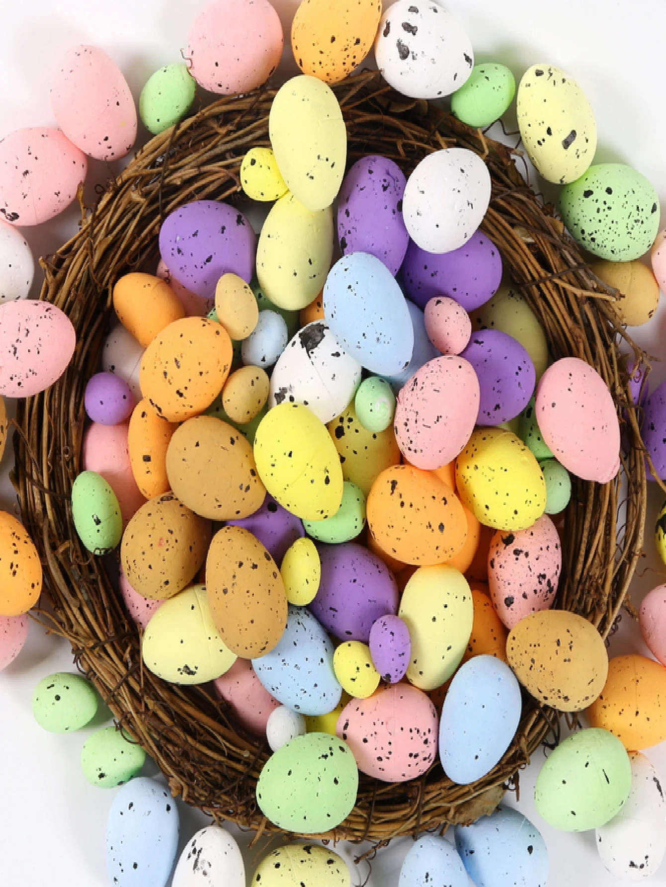 50/100 PCS Easter Eggs Decorative Foam Easter Eggs Ornaments For Crafts DIY Home Garden Decor, 0.6 X 0.7 Inch (Speckled Style) - Multicolor - View 1