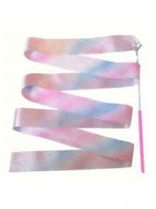 1pc/2pcs/5pcs Rhythmic Gymnastics Ribbon, 2m/4m/6m Dance Ribbon, Dance Performance Silk Ribbon, Glitter Dance Satin Ribbon With Rotating Baton