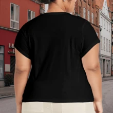 Camiseta de algodón gráfica para solteros - Letras de colores brillantes - Negro - Ver 2