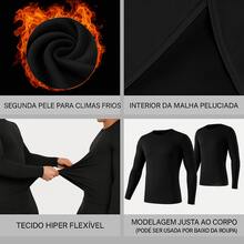 3 Blusa de Frio Masculina Segunda Pele Térmica Peluciada Forrada Flanelada de Manga Longa - 3 PRETA - Visão 2
