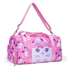 BLING BABIES 猫咪主题女孩芭蕾舞包，儿童旅行包和健身包，粉色旅行舞蹈包，带鞋仓。 - 粉色 - 查看 9
