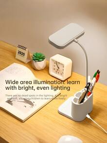 Đèn bàn LED đa năng 1 chiếc với 3 mức độ sáng, 3 giá đỡ bút và giá đỡ điện thoại, pin sạc 800mAh, sạc USB, chân đế điều chỉnh được, thích hợp cho văn phòng, học tập và đọc sách của học sinh. - đèn đỏ trắng - Xem 8