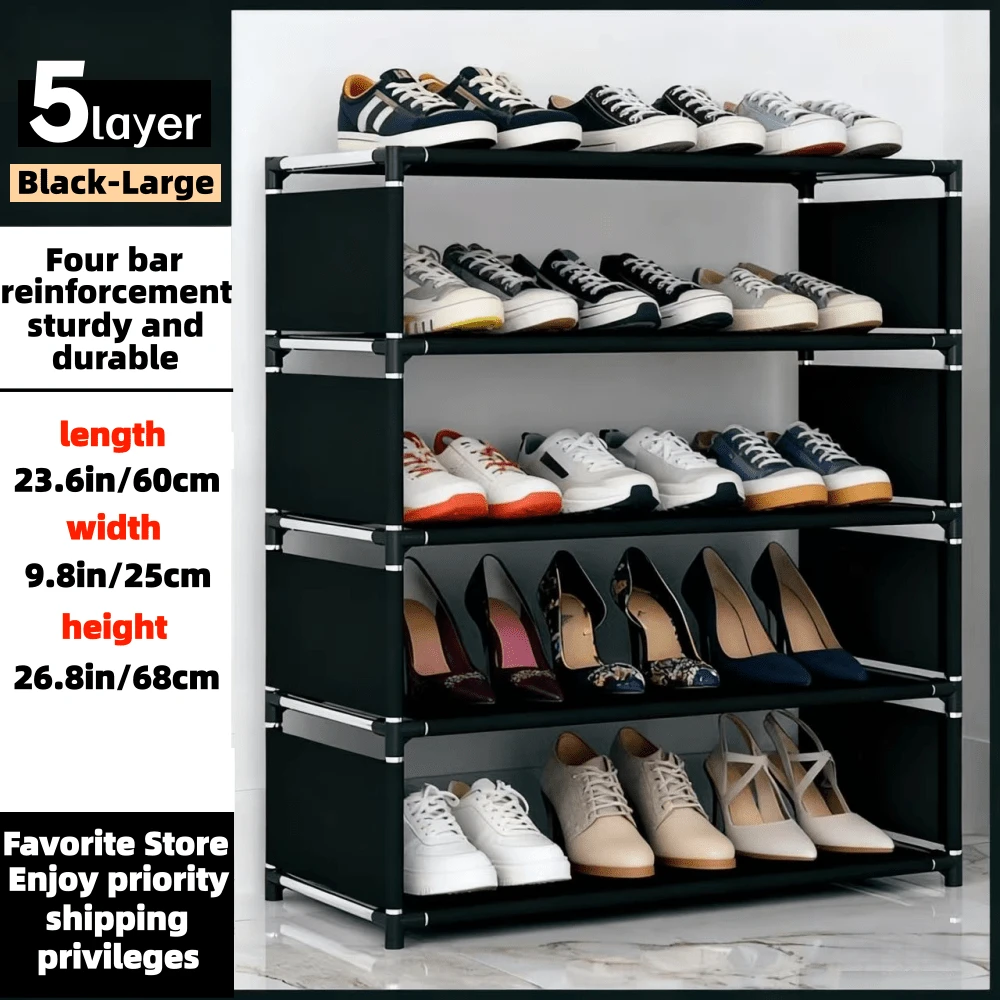 1 pieza Estantería para zapatos de 3-7 niveles, de montaje multicapa, estantería de almacenamiento simple, a prueba de polvo, adecuada para la entrada del hogar, el armario de zapatos, el dormitorio, ahorro de espacio, estantería de almacenamiento económica y práctica - Multicolor - Añade 12