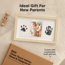 8x16 Inch Black & White Wood Grain Triptych Photo Frame With Text, Suitable For Desktop Or Wall Mounting, Photo Printing Mat Style, Footprint & Handprint Memorial Frame, Keepsake Frame, DIY Gift For New Moms - MultiWarna - View 5