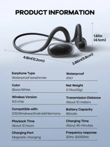 REMAX IPX7 Waterproof Bluetooth 6.0 Sports Earphones, 12Hrs Playtime, Soft Silicone Ear Hooks, Stereo With Mic, Black/White - Multicolor - View 11
