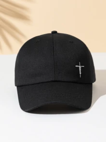 Boné de beisebol unissex ajustável com padrão de cruz e letras, chapéu de sol para atividades ao ar livre, adequado para homens e mulheres, uso diário casual essencial - Multicolorido - Ver 2