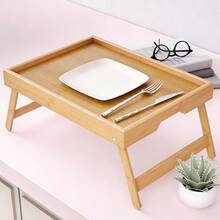 1 pièce Plateau de lit en bambou avec pieds pliables, bureau pour ordinateur portable 30*40cm, convient pour la cuisine, le canapé ou l'espace de travail, idéal pour les cadeaux de remise des diplômes, les présents de pendaison de crémaillère - Multicolore - Voir 12