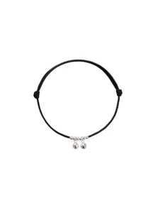 1pc S925 Sterling Silver Bell Anklet With Black Cord, Elegant & Casual Jewelry Suitable For Women & Kids, All Seasons, Includes Luxury Gift Box For Holidays, Birthday, Mother's Day - Black - View 2