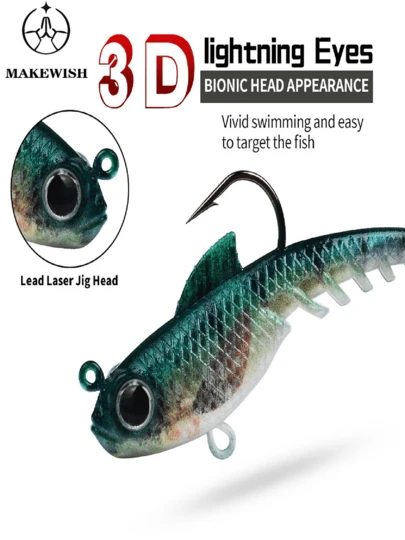 One-Piece Soft Bait Set, Pre-Assembled Paddle Tail Swim Bait, Plastic Herring And Worm Bait, Bass, Trout, And Pikeperch Sinking Bait Set, Suitable For Saltwater And Freshwater Fishing, Freshwater Lures, Swim Bait, High Quality.