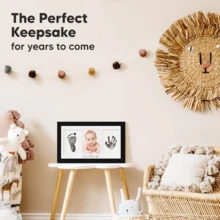 8x16 Inch Black & White Wood Grain Triptych Photo Frame With Text, Suitable For Desktop Or Wall Mounting, Photo Printing Mat Style, Footprint & Handprint Memorial Frame, Keepsake Frame, DIY Gift For New Moms - MultiWarna - View 6