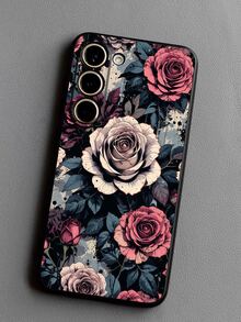 1 pieza Funda de teléfono con estampado elegante de rosa compatible con iPhone, Honor, Redmi, Galaxy A04e/A05s/A13/A14/A15/A34/A35/A50/A52/A53/A54/S21/S22/S23/S24/S25/S25Ultra, 6A/7A/8A, 12T/13T/14T