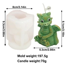 Moldes de silicona de dragón fantástico con poses diversas - Abrazando una bolsa de dinero, sentado, acostado y durmiendo sobre libros, desmoldado duradero y fácil para hacer velas, arte de yeso y resina, perfecto para la decoración del hogar bohemio - Blanco - Ver 6