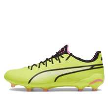 PUMA King Ultimate 圓頭繫帶人造草地足球鞋男女同款黃黑 - 黃黑 - 查看 2