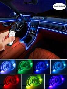 200cm 300cm 400cm Car Interior Neon Lights 7 Colors RGB Decorative Ambient Lamp For Auto DIY Flexible Ambient Light USB Atmosphere Lamp