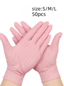 100pcs Disposable Gloves, Kitchen Gloves, Nitrile Gloves And Latex Gloves, 6 Colors Available: Blue, Pink, Black, White, Purple And Deep Pink. Suitable For Kitchen, Tattooing, Hair Coloring, Pet Care, Salons And Household Cleaning. Powder-Free, Ambidextrous, Perfect Fit, Disposable And Extremely Durable. (No Packaging Box) - Baby Pink - View 22