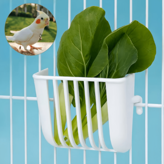 Papegojfrukt- och grönsaksmatare - Vit fågelmatare, papegojfrukt- och grönsaksbricka, fågelmatställ, papegojfrukt- och grönsaksställ, fågelfrukt- och grönsaksbricka, papegojmatställ, fågelfrukt- och grönsaksbricka, papegojmatare, Lämplig för alla årstider