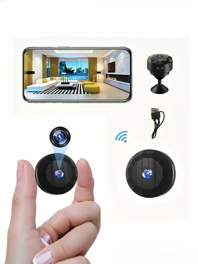 Cámara de inalámbrica, mini cámara WIFI, cámara inteligente HD, cámara deportiva portátil, con punto de acceso AP/WIFI incorporado, ángulo de visión de 145°, detección de movimiento con alarma, visión nocturna HD, soporte giratorio 360°, diseño en forma de diamante, control a través de aplicación Android/iOS, batería de 150mAh para 30-40 minutos de grabación continua, rango de grabación de 5㎡, almacenamiento en tarjeta TF, resolución HD 720P, regalo perfecto para Navidad y Año Nuevo