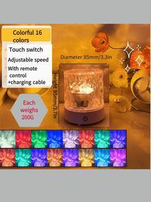 1pc USB Rotating Night Light, Ripple Wave Bedroom Bedside Lamp, Flame Atmosphere Light - Multicolor - View 8
