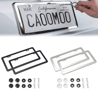 2pcs Stainless Steel American Car License Plate Holders,Smooth Narrow Edge Design,Come With 2 Packs Of Screw Kits
