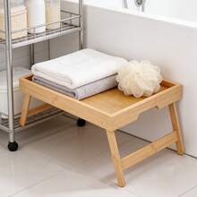 1 pièce Plateau de lit en bambou avec pieds pliables, bureau pour ordinateur portable 30*40cm, convient pour la cuisine, le canapé ou l'espace de travail, idéal pour les cadeaux de remise des diplômes, les présents de pendaison de crémaillère - Multicolore - Voir 4