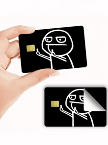 1pc Line Art Figure Credit Card Decorative Sticker, Funny Gag, Creative Personalized Ultra-Thin PVC Anti-Fingerprint Credit Card Protective Film, Anti-Scratch, Unisex, Suitable For Small Chip Cards, Bank Cards, Credit Cards, Transportation Cards, Student ID Cards And Other DIY Decoration