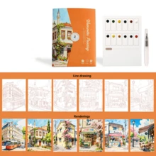 1 Stück kreatives Aquarellmalbuch für Erwachsene, Spaß Malbuch, Lässig Kritzelblock, geeignet als Geburtstags-, Feiertags-, Neujahrs-, Valentinstags- oder Ramadan-Geschenk (inklusive 1 Pinsel) - Verschiedenfarbig - Übersicht 13