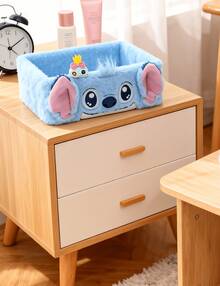 Stitch Plush Desktop Storage Box Cosmetics Jewelry Blue Organizer, Adorable Stitch Cartoon Print, Plush Material Smooth Interior, Portable Design Large-Capacity Versatile Use (Cosmetics/Jewelry/Small Items), Perfect for Daily Use, Office,, as, for, 商店, for Leresser, for Leress, Caram, Office,, 樓, for Set, 紅商店Students, Office Workers, Lovely Gift For Friend/Lover - 淺藍色 - 查看 7