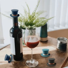1/3 Magic Cap Silicone Wine Stopper - Reusable Silicone Wine Opener To Seal Red Wine Bottles, Keeps Wine Fresh, Suitable For Home And Bar Use, Christmas, Parties, Holidays - Multicolor - View 3