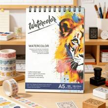 DOMUUH Large Spiral Bound Watercolor Book - A5 Art Sketchbook With Thick Cover & Pages, Heavy-Duty Spiral Binding, Binding Suitable For Artists, Students, Watercolor, Pencils, Markers, Colored Pencils - Ideal Birthday/Christmas Gift - 14.8cm/5.8in*21cm/8.3in - View 7