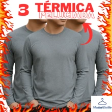 3 Blusa de Frio Masculina Segunda Pele Térmica Peluciada Forrada Flanelada de Manga Longa - 3 PRETA - Visão 4