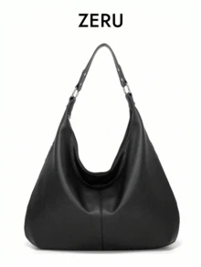 Vintage tygväska för kvinnor, ny moderiktig axel- och topphandtagsväska, stor kapacitet, mjukt läder, mångsidig pendlarväska, ny hoboväska, affärsväska för kvinnor perfekt för kontor, affärer och arbete - Svart - Visa 1