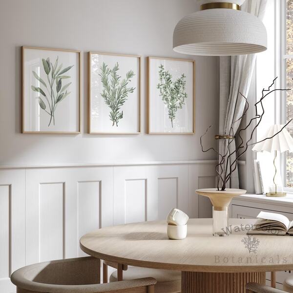 3pcs/Set Canvas Painting Set, Abstract NoFrame Artwork For Home & Office Decor - NoFrame, Thyme, Sage, Rosemary, Modern Minimalist Art, Botanical Abstract Art, Living Room, Cafe, Bar, Home And Dormitory Wall Decoration